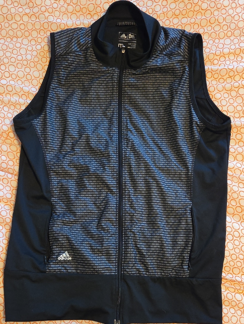 adidas Men’s Black & Gray Zip-Front Athletic Vest